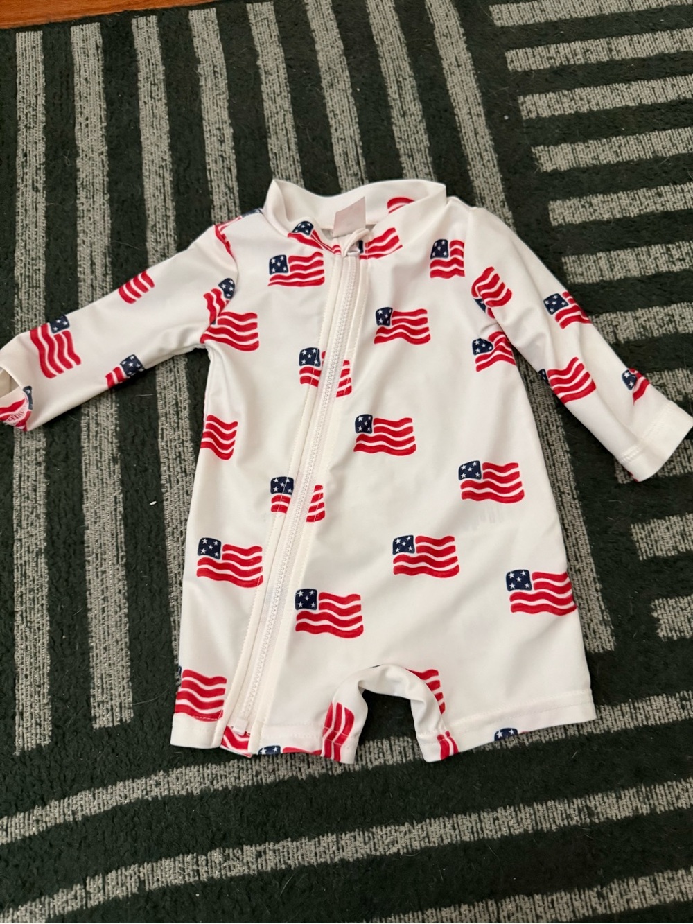 Carter's White and Red American Flag Kids Swim Rashguard